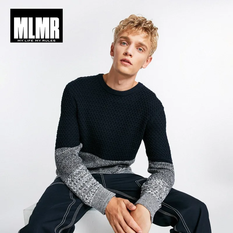 JackJones осенний мужской удобный хлопковый индивидуальный цветочный тканый свитер с круглым вырезом, Повседневный свитер, мужская одежда 218324542