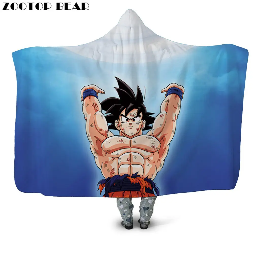 HB126G Супер Saiyan одеяло с капюшоном плюшевые пальто для взрослых мальчиков аниме 3D принт Dragon Ball модные домашние мягкие офисные одеяла носимые постельные принадлежности - Цвет: HB126G