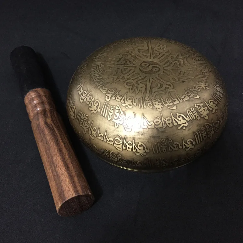 12cm Nepal Chakra Yoga Singing Bowl Buddhism Tibetan Bowls with Leather Stick | Дом и сад