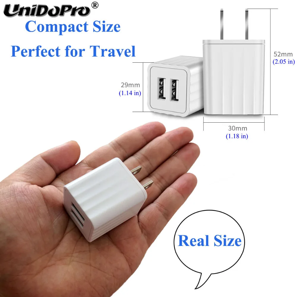 Сетевое зарядное устройство ETL с двумя USB портами и кабелем 3 фута типа C для