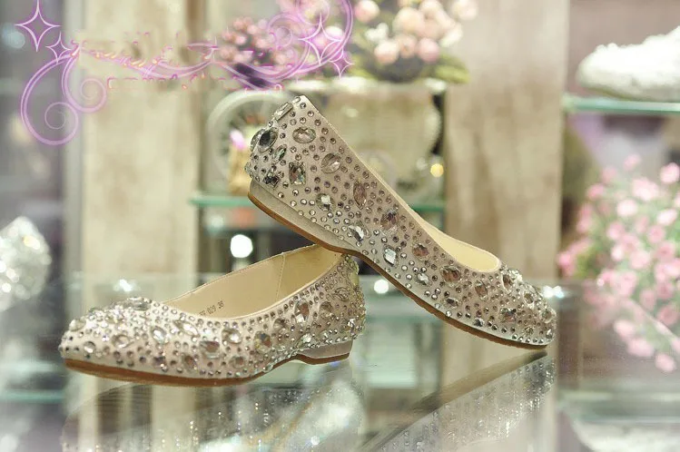 2018 великолепные танцевальные туфли на плоской подошве свадебные вечерние Стразы