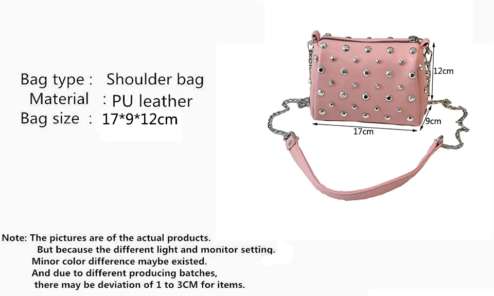Yogodlns Bags For Women New Fashion Rivet PU Leather Women Bag Diamonds Shoulder Messenger Bag Chains Small Flap Crossbody Bag