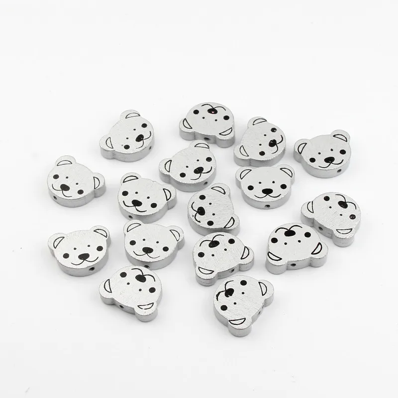 20pcs Wooden Beads 24x19mm Sliver Color Bear Shape Wood for jewelry Making DIY Baby Rattle Pacifier clip | Украшения и аксессуары