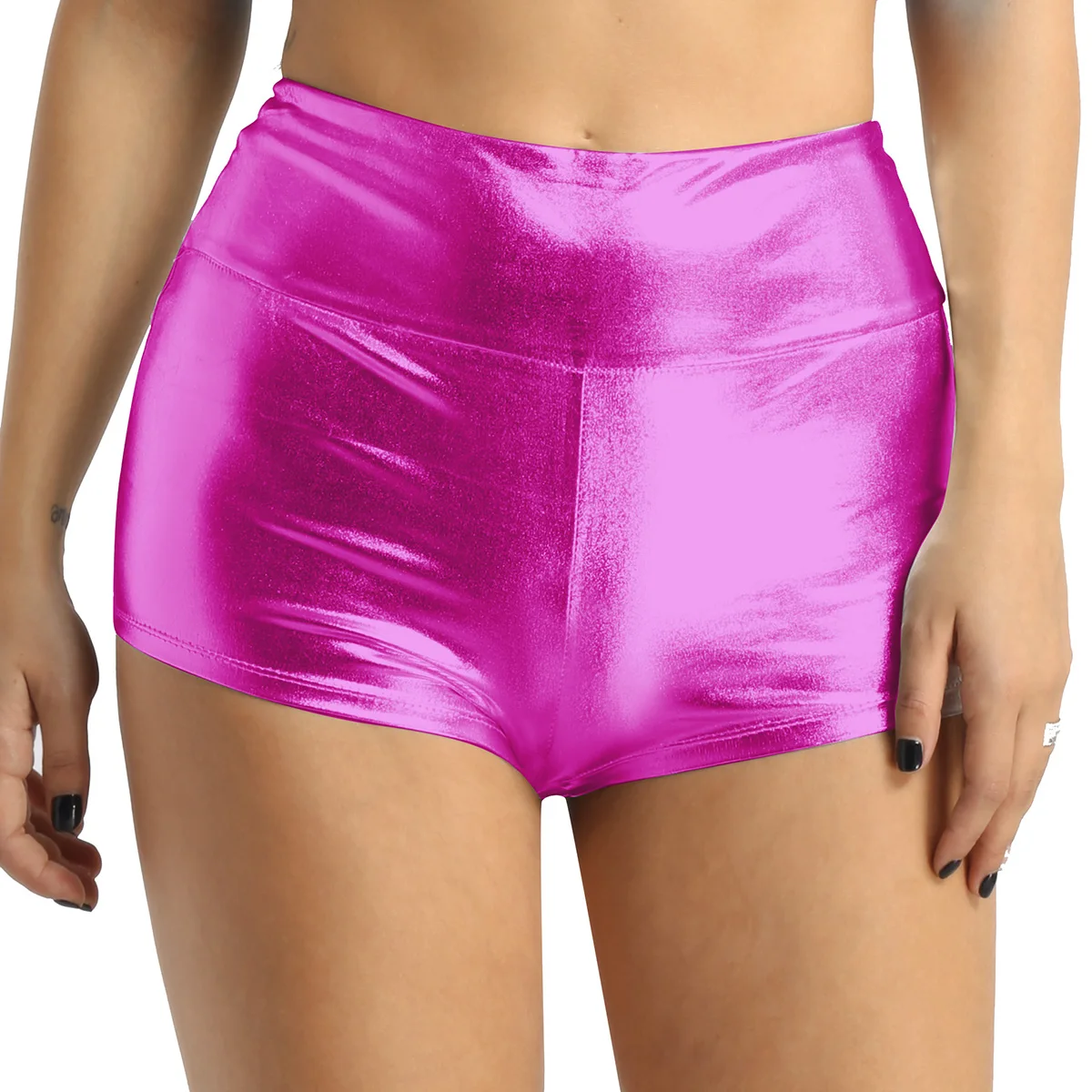 Women's Pole Dance Shorts Rave Clothes Shiny High-waisted Pole Dance Gymnastics Workout Rave Clothing Shorts Bottoms for Sports