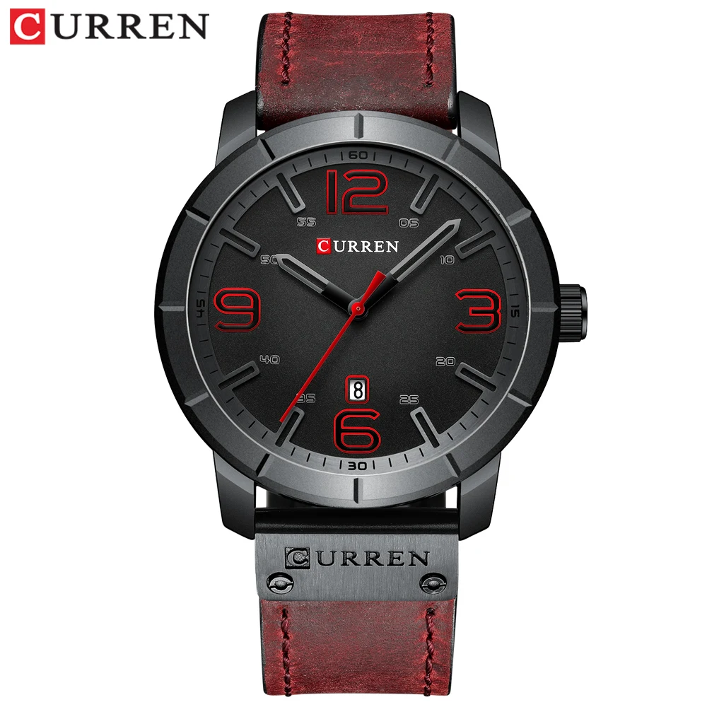 CURREN 2019 New Men's Simple Design Fashion Casual Dress Date Waterproof Quartz Watches with Leather strap montre homme | Наручные