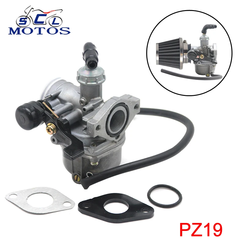 

Sclmotos- PZ19 19mm Motorcycle Carburetor with Air Filter 50cc 70cc 90cc 110cc 125cc ATV Dirt Bike Go Kart Carb Hand Choke UTV