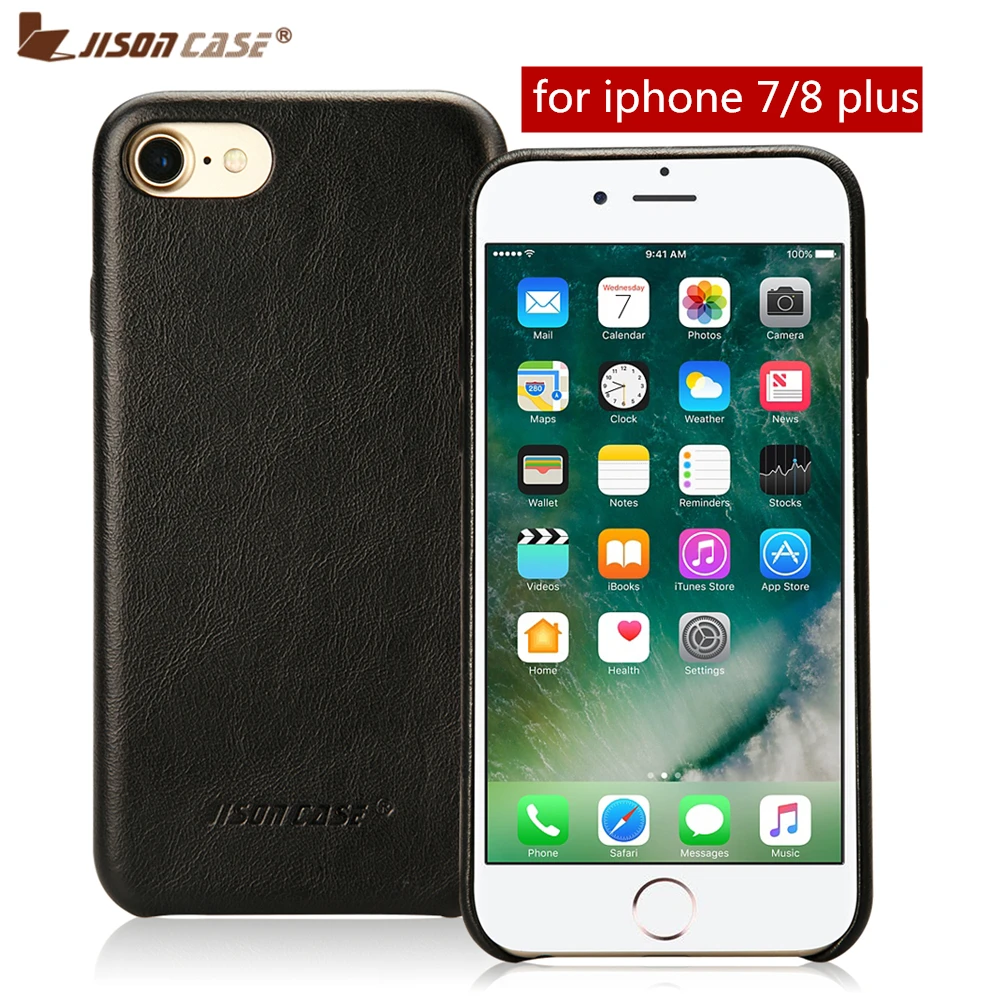 Jisoncase Genuine Leather Case for iPhone 7 Plus/8 Plus Luxury Phone Cases Cover 7/8 5.5 inch Ultra Slim |