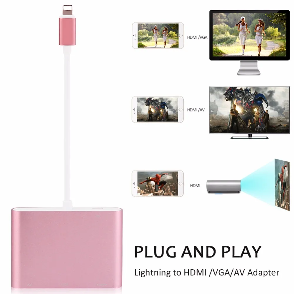 Для Lightning/HDMI VGA Jack аудио адаптер конвертер совместимый для iPhone X, для iPhone 8 7 7 Plus 6 6S для iPad серии
