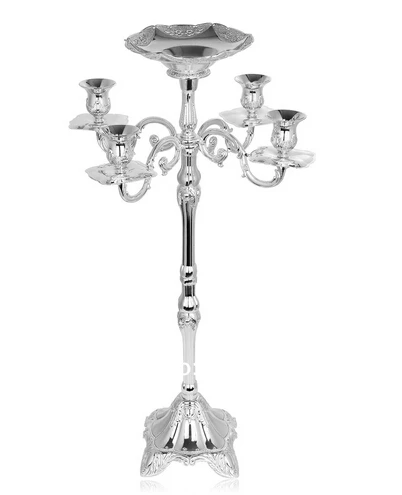 

H83/63 см 5arm серебряные канделябры свадебные свадебное украшение Подсвечник подсвечники свадебные свечи фонари ваза для цветов ZT078