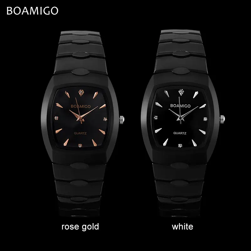 Мужские кварцевые часы стальные деловые 2017 бренд BOAMIGO черный браслет Подарочные