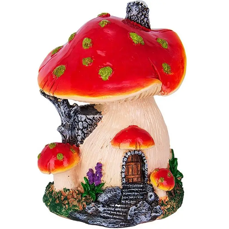 Ankoow Red Mushroom House Mini Landscape House Fairy Garden Decoration Resin Crafts Ornament Miniature Fairy Garden Accessorie
