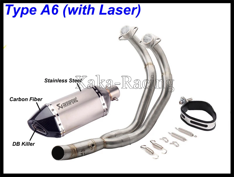 MT07 FZ07 углеволоконные akrapovic выхлопной глушитель мото полная система скольжения для Yamaha mt-07 FZ-07 Tracer- XSR700 - Цвет: Type A6 (laser)