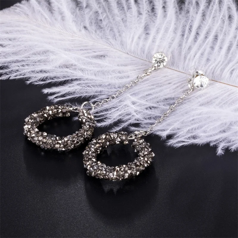 Женские серьги подвески FNIO круглые геометрические Стразы ручной работы