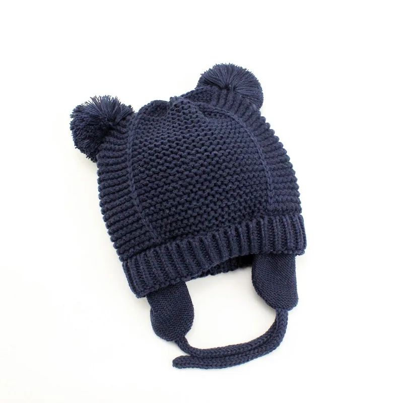 navy blue 3 размера; Детские Шапки От 0 до 2 лет Одежда для мальчиков и девочек Шапки Детские зимние штаны Шапки Капо шапки для детей на осень-зиму; Baby muts дропшиппинг KF744 - Цвет: navy blue