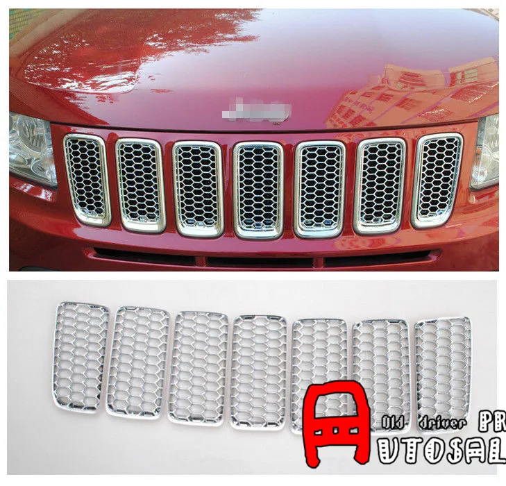 7 шт. хромированная решетка для Jeep Compass 2011 2012 2013 2014 2015 ABS|grill cover|compass covergrille grill |