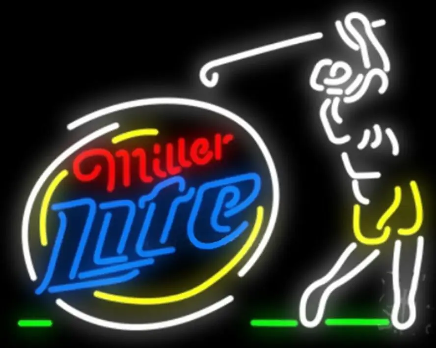 

Custom Miller Lite Golfer Glass Neon Light Sign Beer Bar
