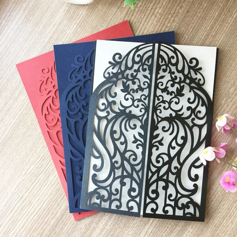 35pcs Laser Cut Love Door Pattern Pearl paper Craft Party Birthday Wedding Invitation Card Greeting invitation Blessing card | Дом и сад