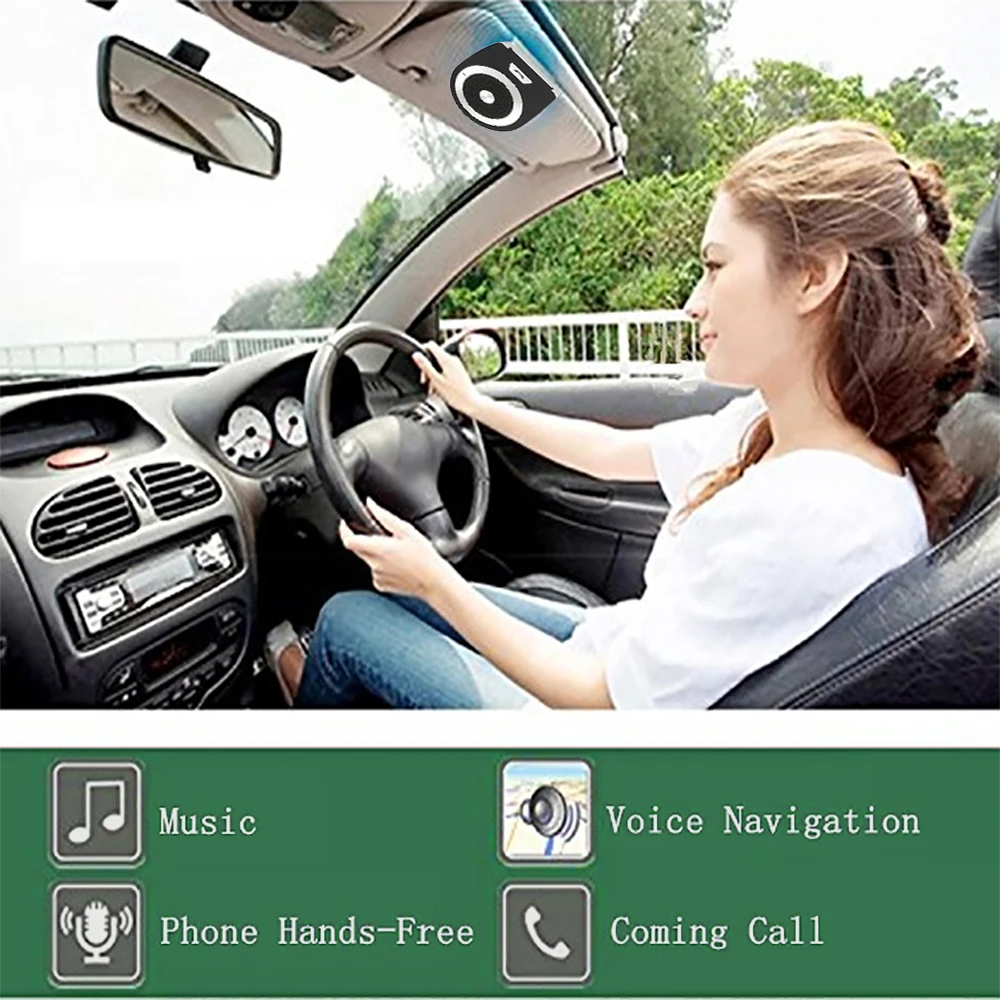 V4.2 Handsfree calling Bluetooth Car Kit save space Sun Visor Clip Music Receiver MP3 Player Speaker Set for car home | Автомобили и