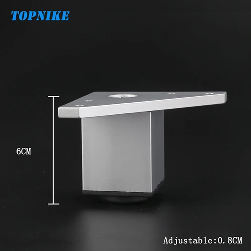 6CM(60mm) TOPNIKE 4 шт./лот несущие регулируемые по высоте квадратные ножки для шкафа алюминиевая мебель опорные ножки для шкафа - Цвет: 6CM(60mm)