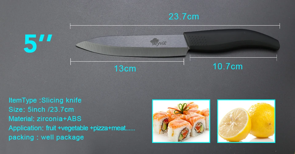 Керамический нож 3, 4, 5, 6 дюймов, кухонные ножи для нарезки мяса шеф-повара, лезвие из черного циркония, цветная Нескользящая ручка, резак