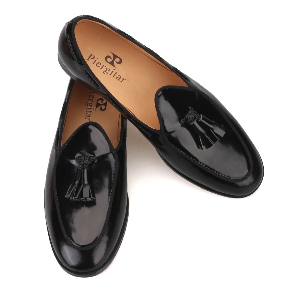 Piergitar 2021 Two Colors Handcrafted Men's Loafer ITALY Designs Calfskin Belgian Loafers With Matching Tassels Plus Size | Обувь