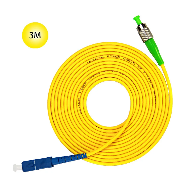 

SC-UPC to FC-APC 9/125 Singlemode Fiber Patch Cable 3M Jumper Cable 9 Microns APC/UPC Polish Yellow Jacket OFNR Fiber Cable