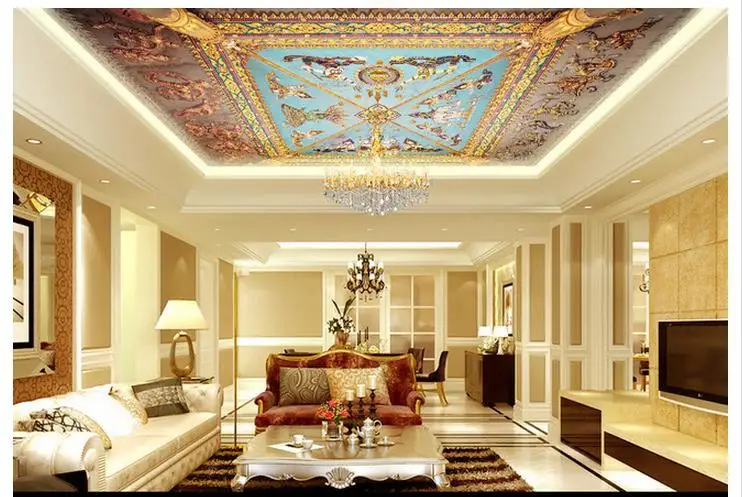 

3d wallpaper 3d ceiling wallpaper Classical and nostalgic european-style decorative pattern zenith ceiling murals wallpaper