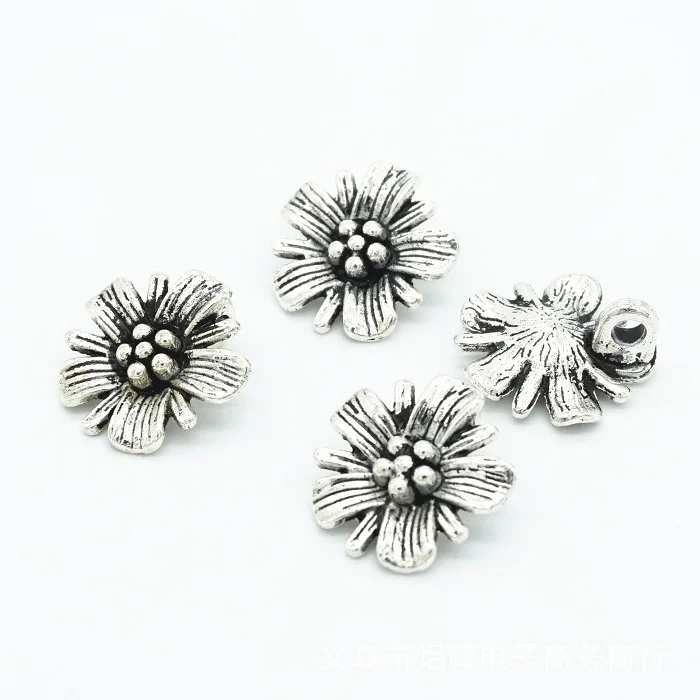 Искусство пуговицы для рукоделия хвостовик 14 мм античный Серебристый Ромашка