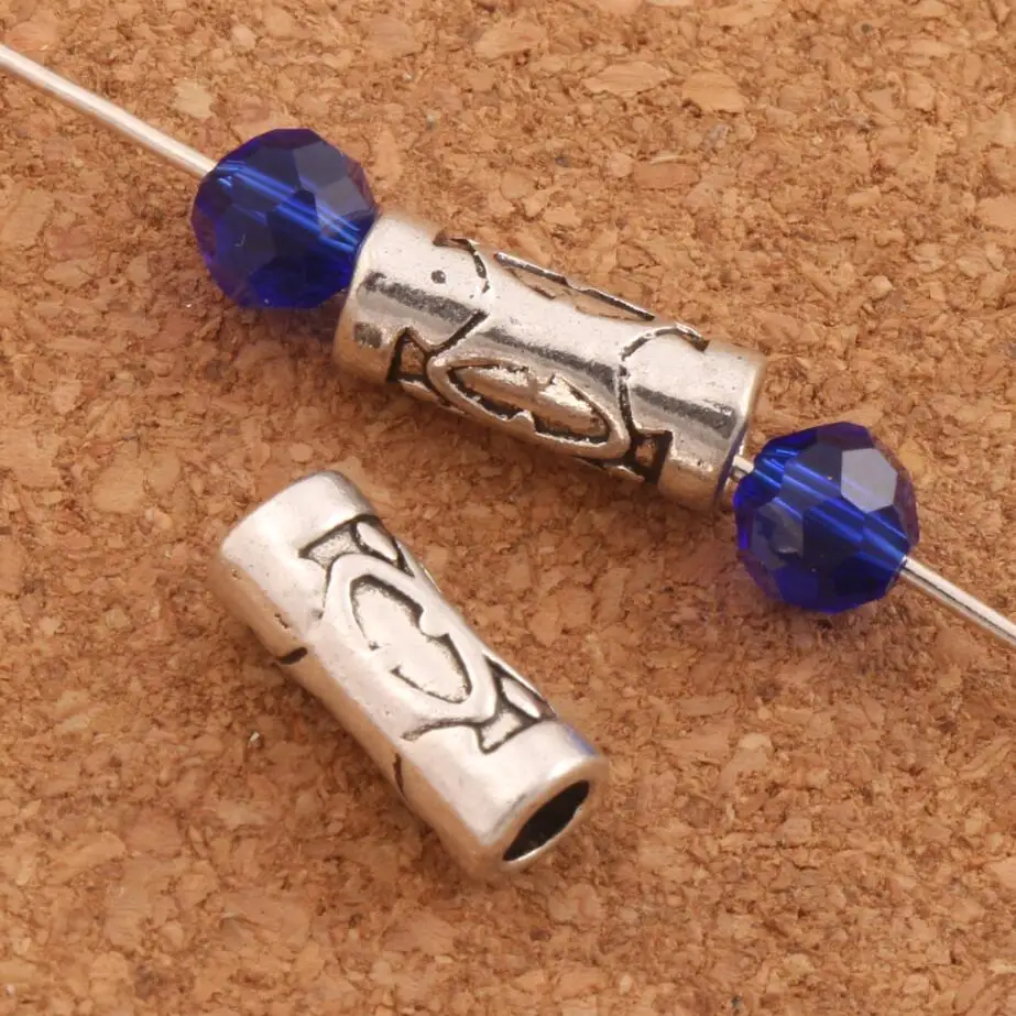 

Dots Curved Bail Style Tube Beads 13.3x5.8mm 42pcs Zinc Alloy Metal Bead Spacers Jewelry Findings L624