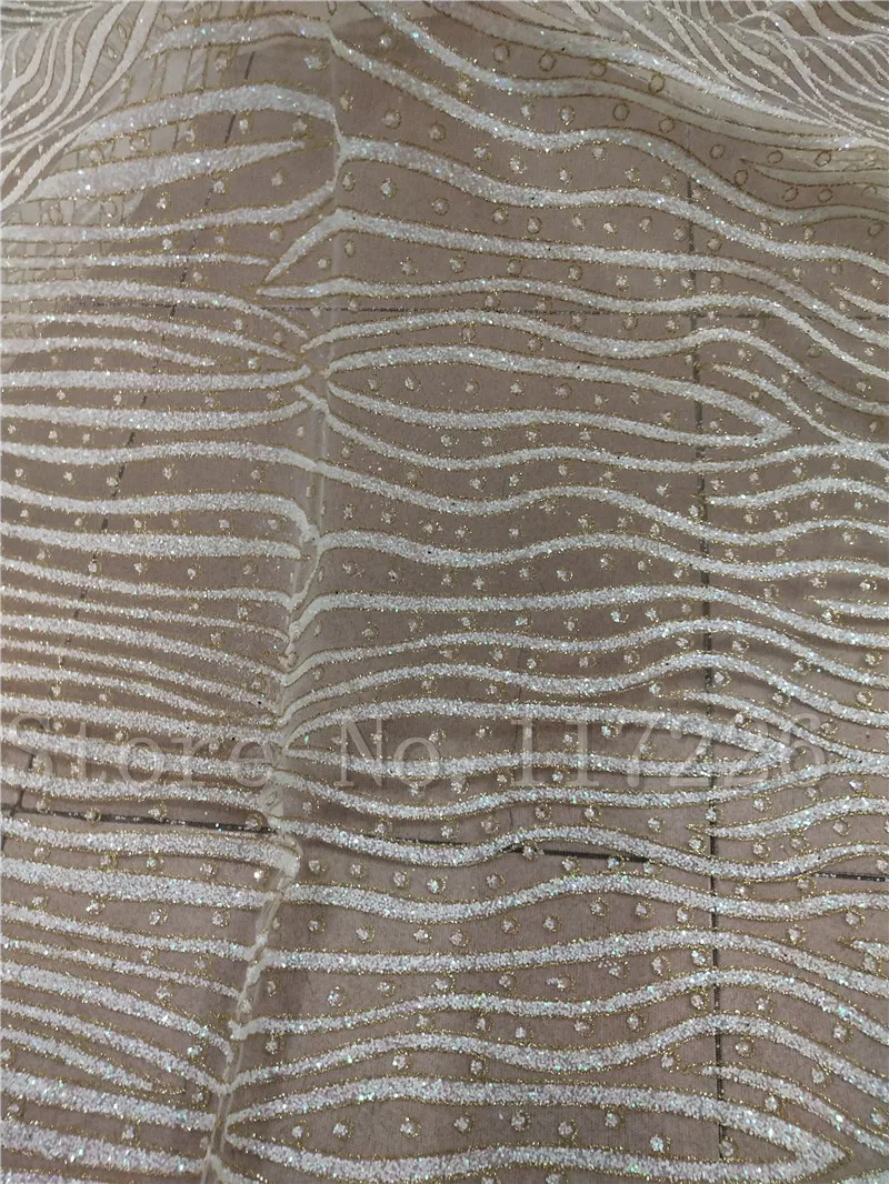 Good looking 5yards hand print glitter tulle mesh lace fabric JRB-72103 for wedding dress in off white | Дом и сад
