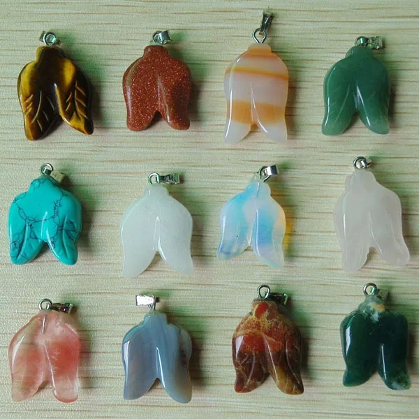 2018 модные подвески из натурального камня в форме листьев Подвески для