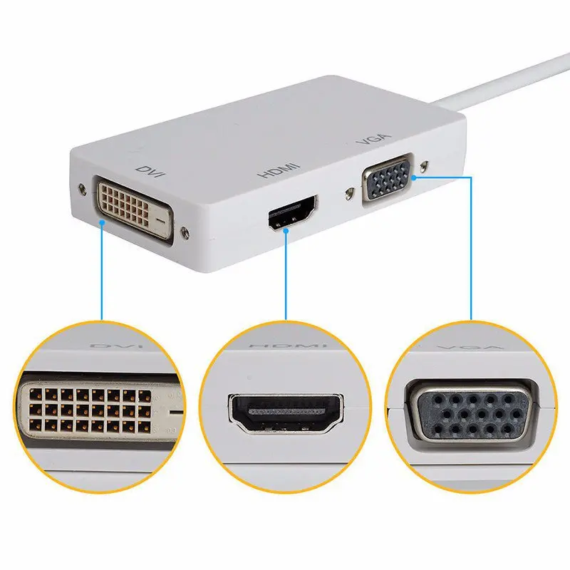 3 в 1 Mini Display Port DP To HDMI VGA DVI кабель адаптер конвертер для Apple Macbook Microsoft Surface Pro |