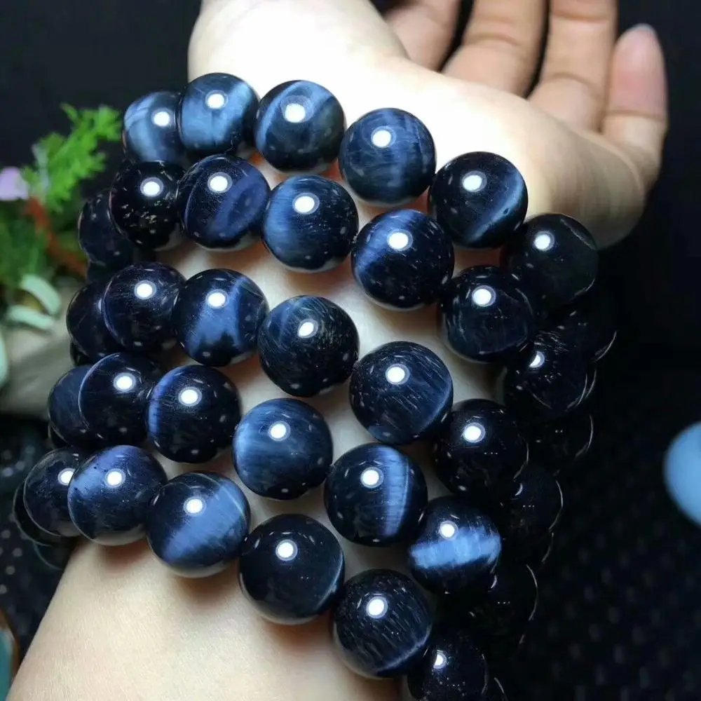 Натуральный Синий тигровый глаз фотобраслет AAAA 12 мм|bracelet|aaaa |