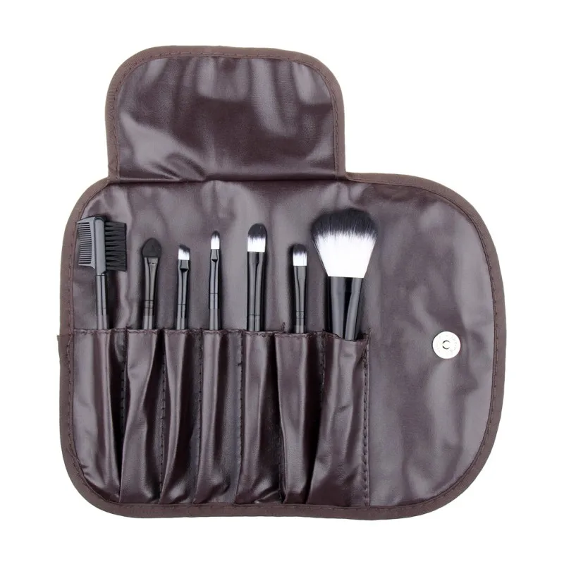 7pcs PU Leather Bag Make up Tools Eyeshadow Cosmetic Kit Foundation Brush Professional Makeup Brushes Set | Красота и здоровье