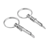 2 pcs marine stainless steel quick release safety pin with ring lanyard for boat bimini top deck hinged jaw slide clamp bracket