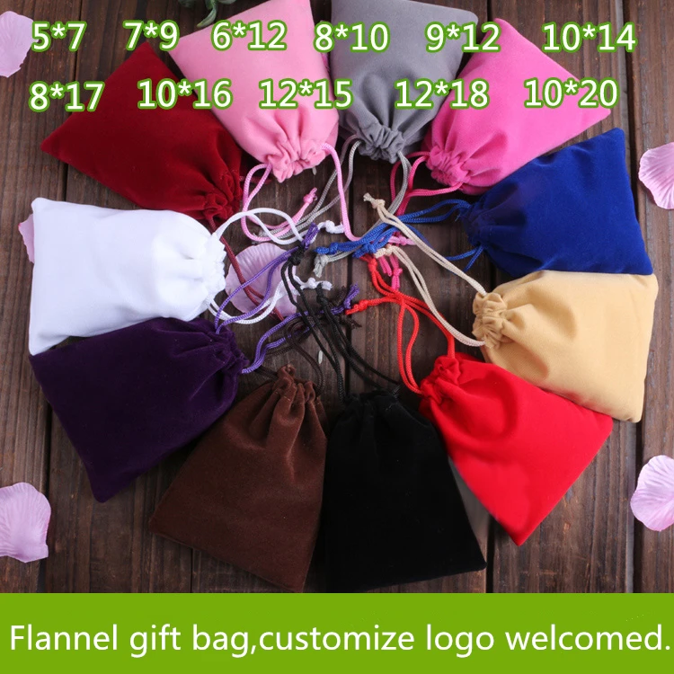 

100pcs 8x10cm Flocking Drawstring Gift Bags Jewelry Necklace Rings Flannel Dustproof Bags Small Packing Pounch Xmas Gift Holder