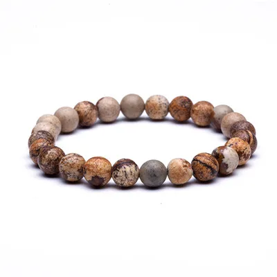 Natural Stone Beads Bracelets High Quality Tiger Eye Buddha Lava Round Beads Elasticity Rope Bracelets for women& men jewelry - Окраска металла: 05