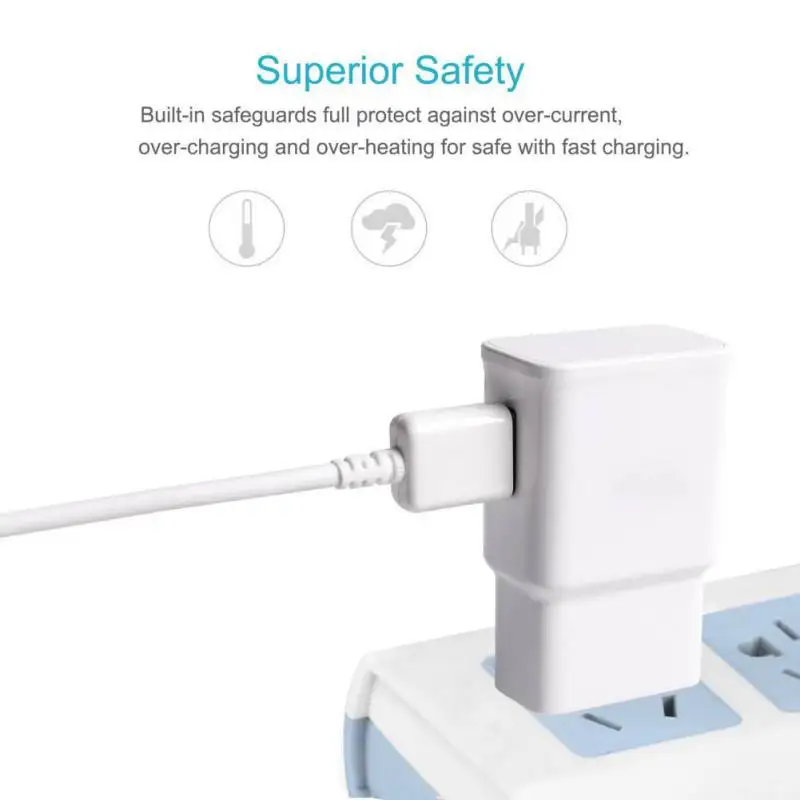 Портативное зарядное устройство с европейской вилкой и USB-кабелем для быстрой