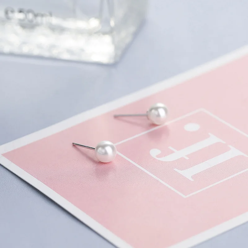 Женские жемчужные серьги пусеты Martick элегантные из серебра 925 пробы 6 мм/8 мм для