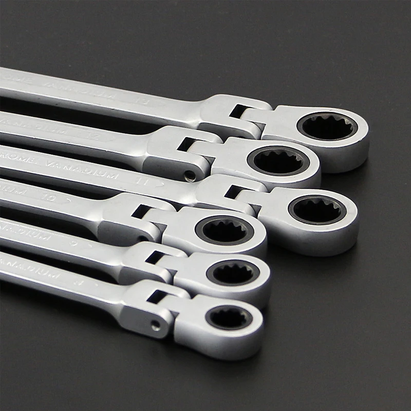 YOFE 7pcs/set 8-19mm Flexible Head Ratchet Handle Wrench Quick Matt Reversible Spanner Set Auto Repair Tools | Инструменты