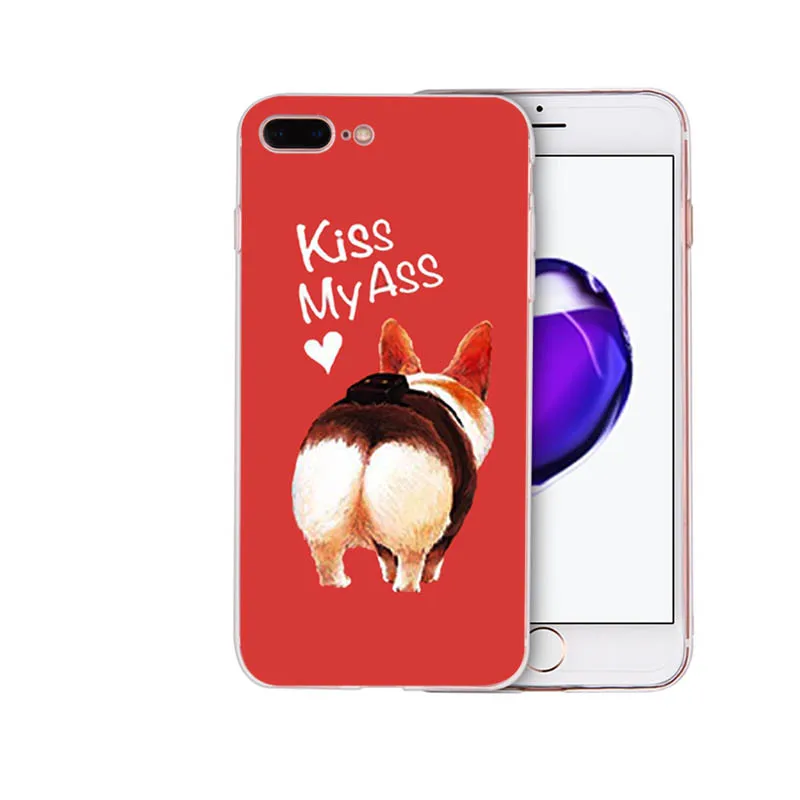 Силиконовый чехол IMIDO с милыми животными Corgi Love Kiss для Iphone мобильный телефон SE 6 6S