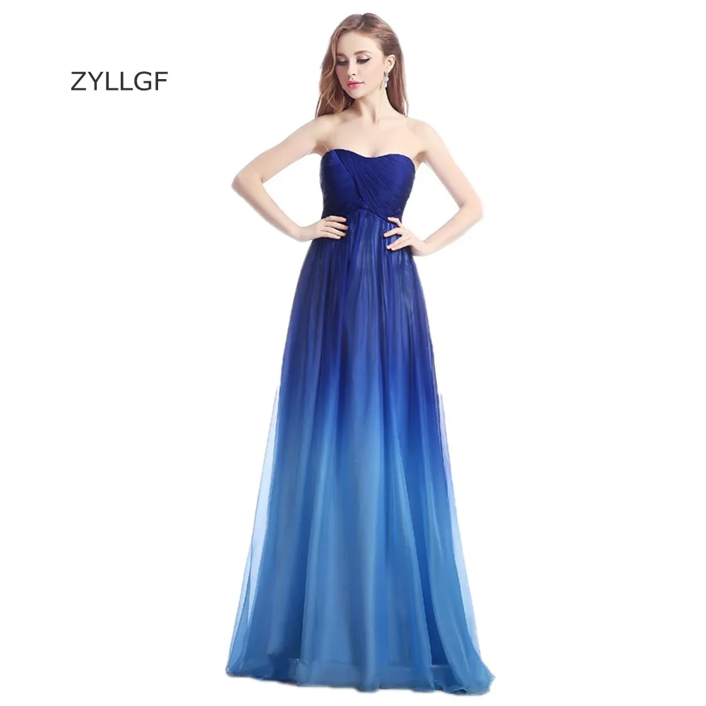 ZYLLGF Vestidos De Fiestas Elegante Noche Largo A Line без бретелек Abiti Da Sera Lunghi 2017 градиентное вечернее