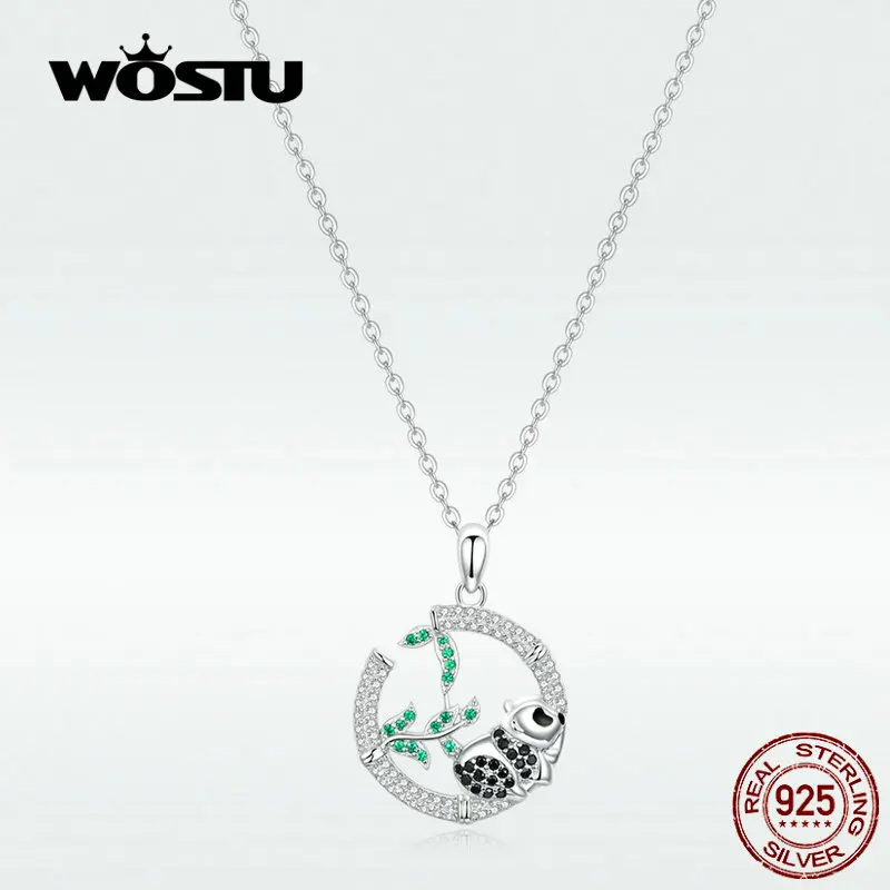 WOSTU 2020 новый дизайн Бамбук & колье с изображением панды подлинное 925 пробы