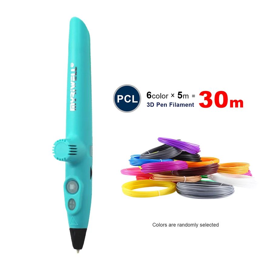 Myriwell RP-200A DIY 3D Ручка, usb зарядка 3D Ручка для печати, 1,75 мм PCL нить креативная игрушка подарок для детей дизайн - Цвет: Светло-синий