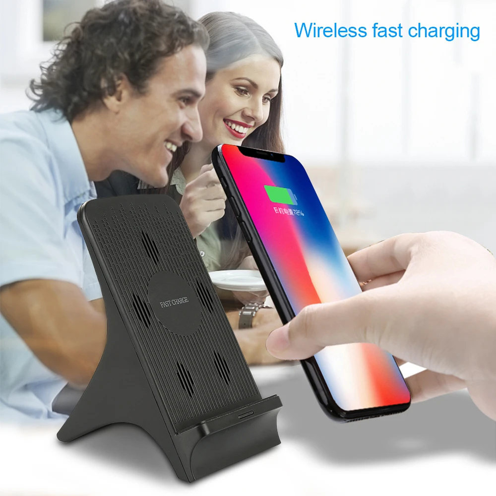Вертикальное настольное Беспроводное зарядное устройство для iphone X XR XS MAS, домашнее Беспроводное зарядное устройство для смартфонов 10 Вт/7,5 Вт для телефона samsung S10 S9 Plus