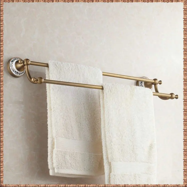 Free shipping Towel rack copper bathroom accessories double fashion antique towel bar /towel holder HJ-1811 | Строительство и