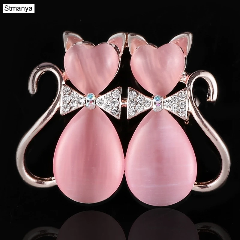 

Cat Brooch - Fashionable Opal Stone Cat's Brooch Pin Women Garment Accessories Jewelry Brooch Rhinestone Pin For Best Gift 15041