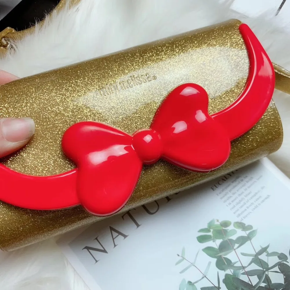 Сумка Melissa, оригинальная милая сумка Микки, новинка года, прозрачные сандалии для девочек, цвет черный, красный, золотой