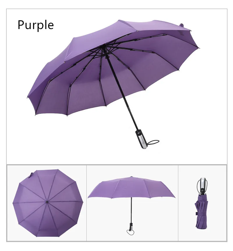 Purple DMBRELLA большой Модный ветрозащитный мужской Мягкий Складной Компактный Полностью автоматический дождевик высокого качества эпонж зонтик для женщин - Цвет: Purple