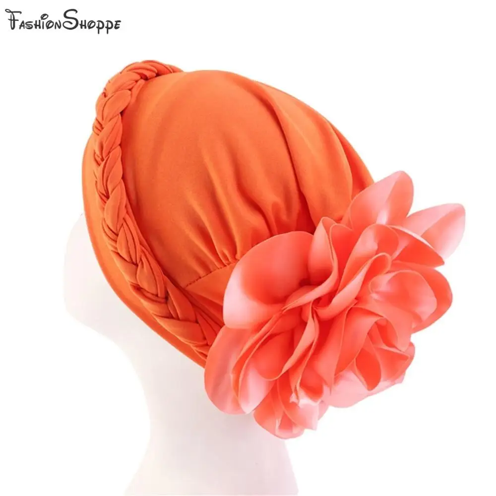 Большой тюрбан для косичек с цветами Женский исламский молитвенный бандана
